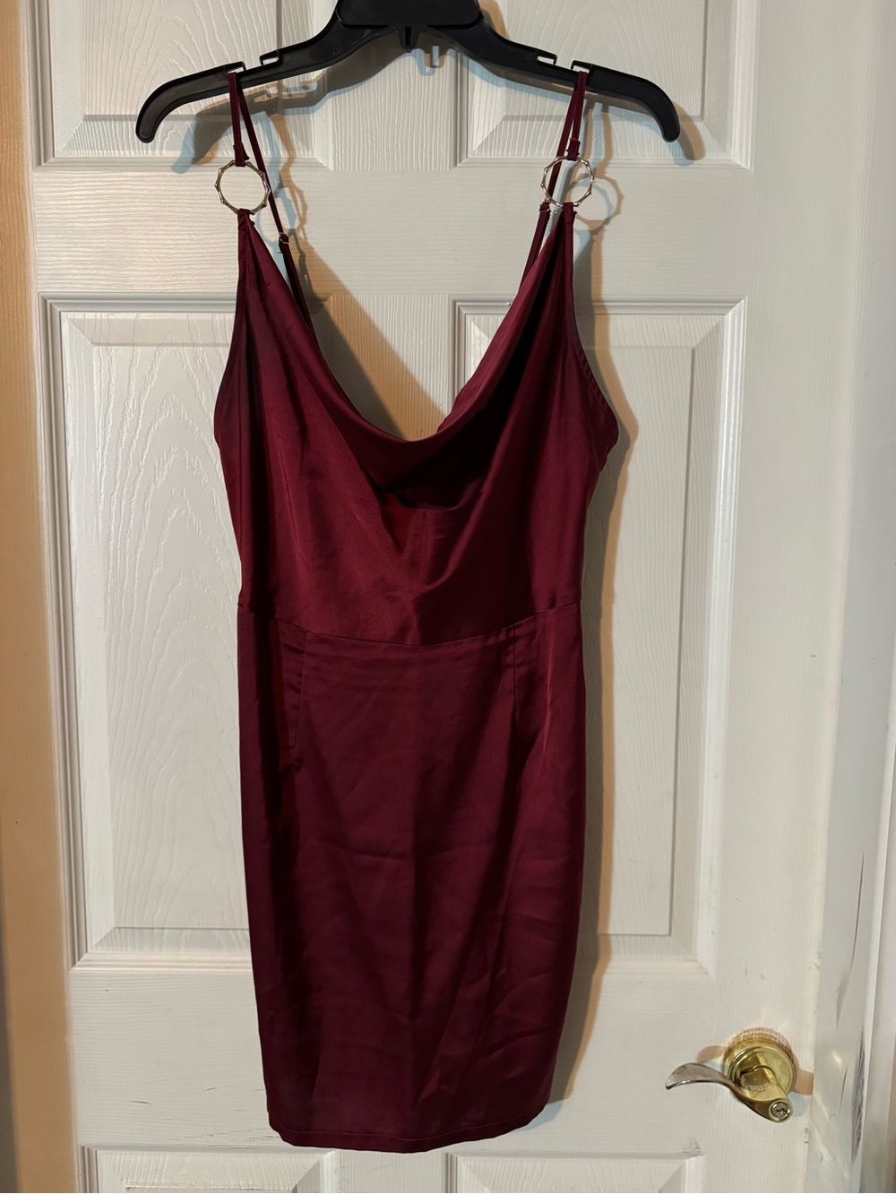Women's Cowl Neck Satin Slip Dress in Deep Burgundy